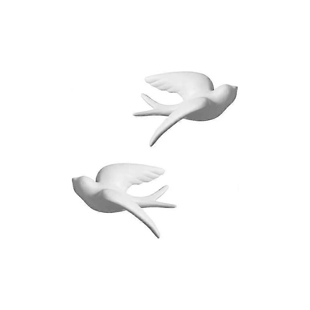 Kikidex (As Show, One Size) Pair Ceramic Birds Sparrows Swallows Dove Wall Mounted Decor Hanging For Bathroom Livingroom Garden Wall Sculptures, Small White
