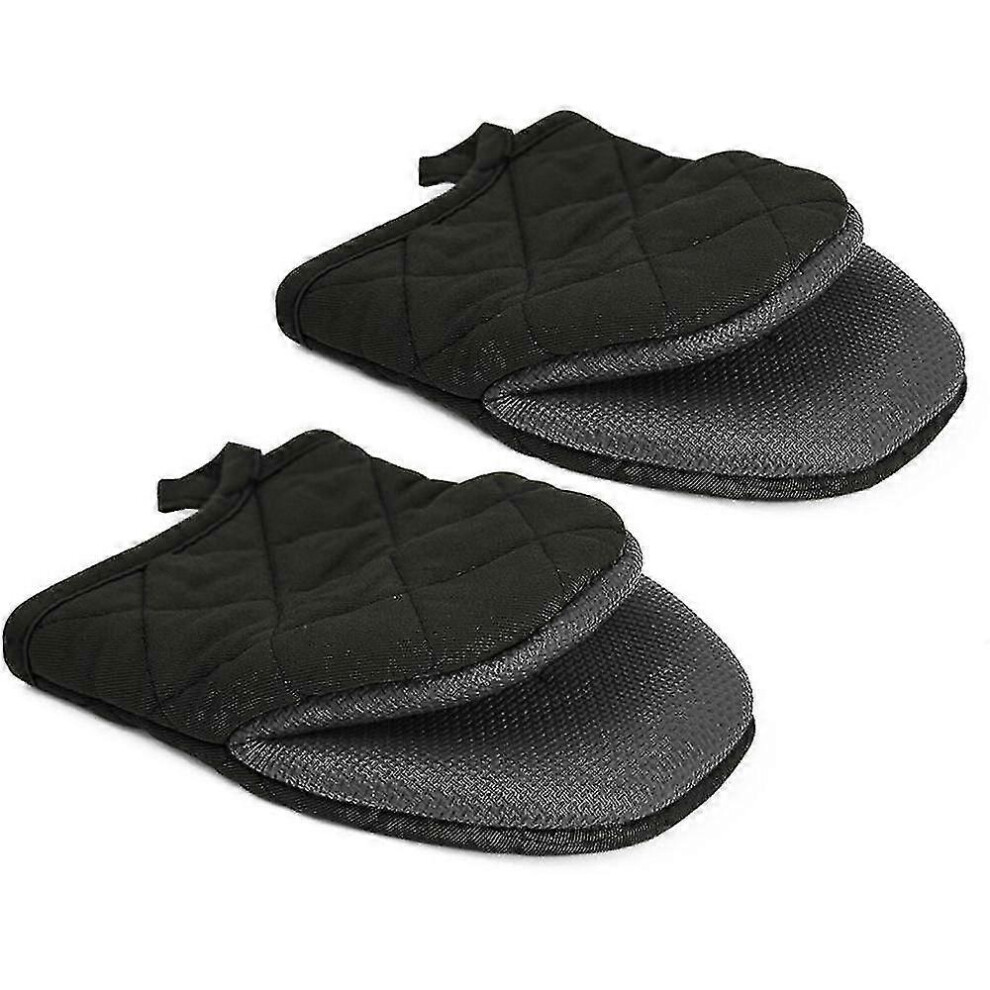 Kikidex (As Show, Grey) 1 Pair Short Oven Mitts, Heat Resistant Silicone Kitchen Mini Oven Mitts For 500 Degrees, Non-Slip Grip Surfaces