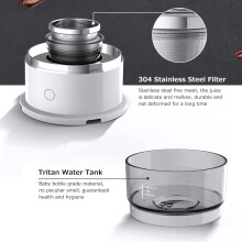 Portable Espresso Coffee Maker Tritan Water Tank, Mini Electric Drip, Black/White