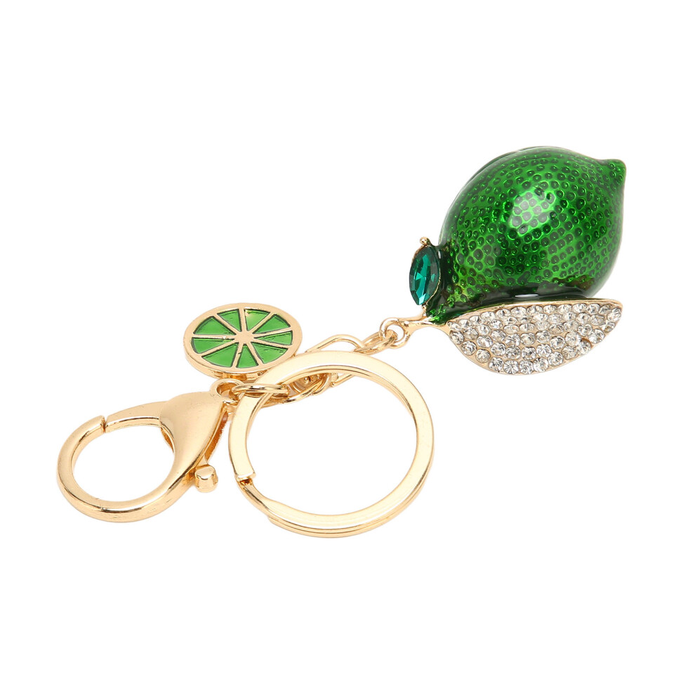 Green Lemon Keyring with Rhinestones - Strong Metal Keychain for Keys & Bags-image-OPC-PMJB85Z-NEW