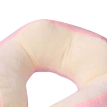 U-förmiges Plüsch-Nackenkissen für Reisen und Büro, Rosa mit Schweine-Stickerei