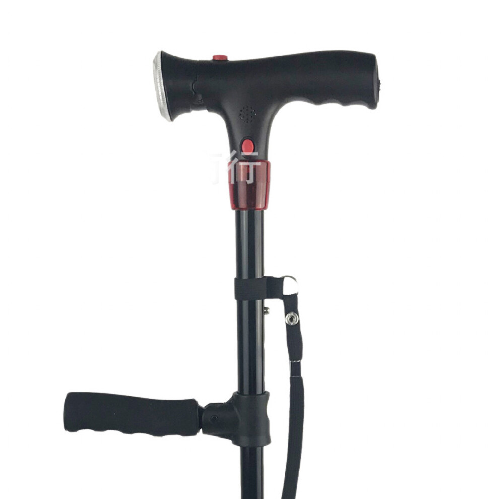 Light Double Handle Cane With Alarm Led Adjustable Aluminum Crutch For Elderly