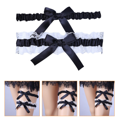 1 Set Bowknot Spetsstrumpband Lårband Bröllopsaccessoar ( , ) 2