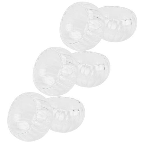 6Pcs Glass Tea Cup Set Double-Layer Transparent Pumpkin Stripe Cups 2