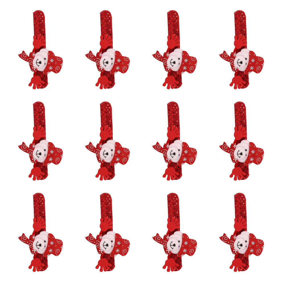 12Pcs Christmas Holiday Slap Bracelets Soft Elastic-A 7709000067411