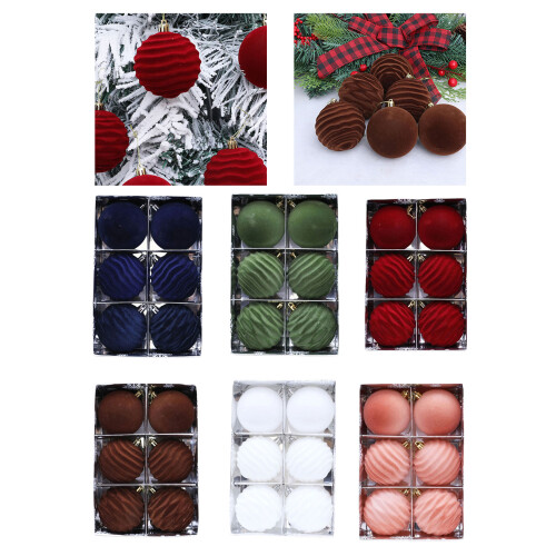 Luxurious Flocking Ornament Set 6pcs Christmas Tree-Fruit green 2