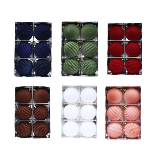 Luxurious Flocking Ornament Set 6pcs Christmas Tree-Fruit green 1