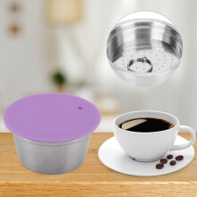 Stainless Steel Reusable Coffee Capsule Filter Set, 40ML, Purple