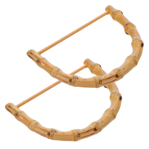 2St Bambus Handtag För Handväska Diy Väsksortiment 12 Cm Beige
