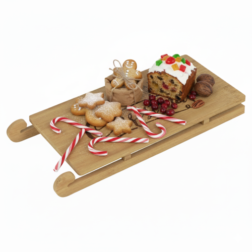 URBN Living Christmas Bamboo Wood Sledge Serving Tray