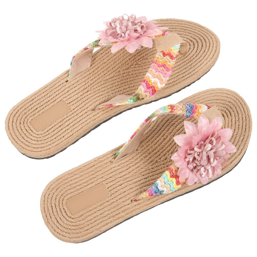 1 Par Vävda Hawaii- Blommönster Strandflip-Flops
