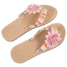 1 Par Vävda Blommönster Flip-Flops För Strand