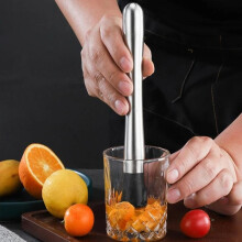 (one-size, Silver & Black) Stainless Steel Cocktail Shaker, Mojito Mint Muddler, Ice Crusher Hammer, Bartenders Barware, Bar Utensils