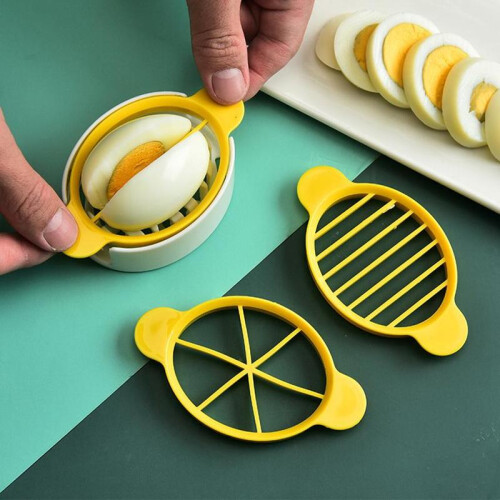 (Yellow, 1 Set) Creative Egg Slicer Cutter, 1 Set Multifunctional Egg Slicer, Kitchen Egg Dicing Tool, Kitchen Utensils & Gadgets