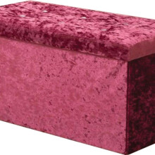 (Crushed Pink) Premium Plush and Crushed Velvet Foldable 1 or 2-seater Diamante Ottoman Storage Cube Toy Box Chest Room Household Organiser