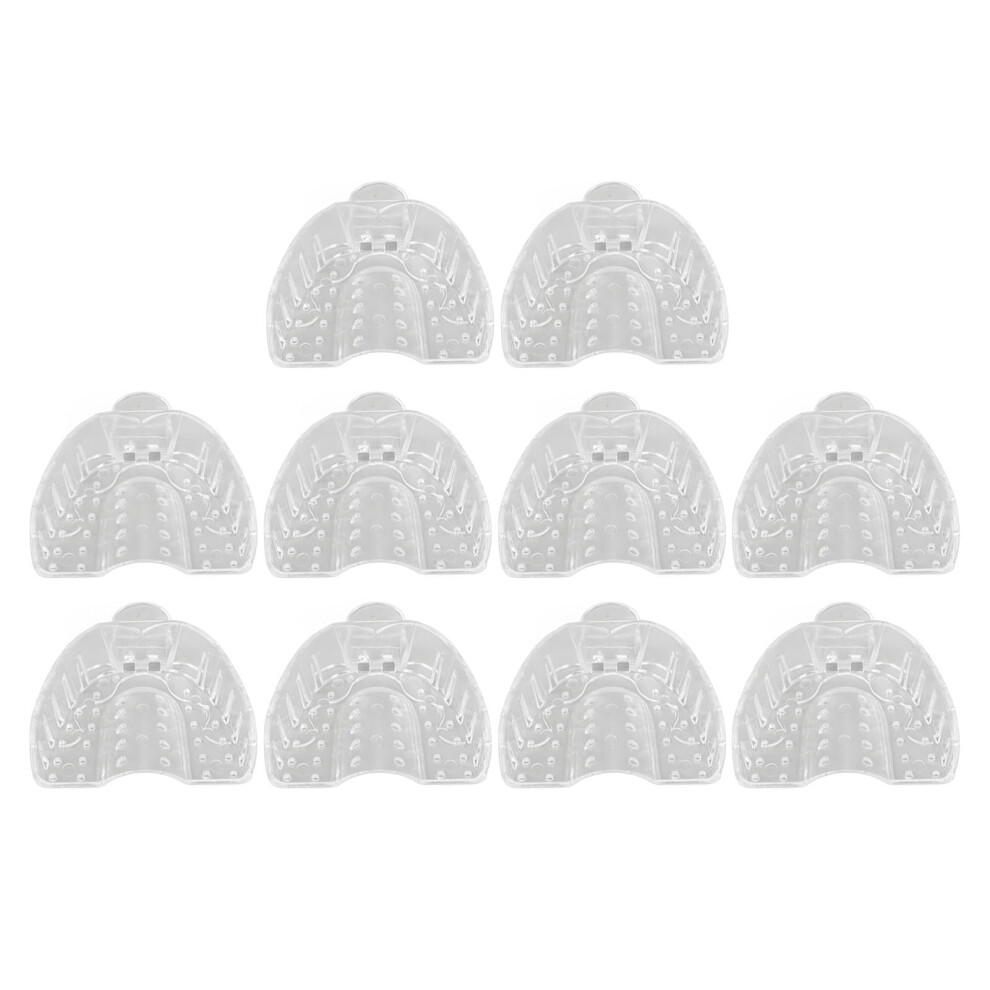 10pcs Transparent Plastic Dental Impression Tray Upper Teeth Perforated