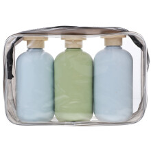 1 set navulbare reisbottels 200 ml shampoo, conditioner, lotion