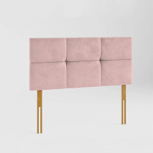 (Small Double Pink)4ft Plush Velvet Lined & Buttoned Headboard