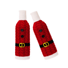 Lot de 2 housses de bouteille de vin tricotées à-ceinture rouge