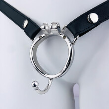 Strap On Dildo Leather Pants With Chastity Cage Belts For BDSM Sex Toys And Hook Cock Ring For Butt Plug Dildo
