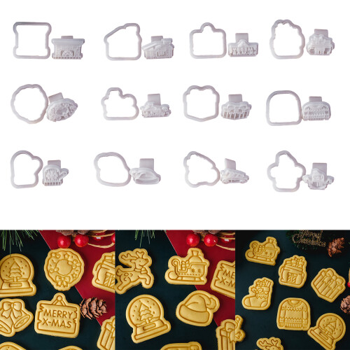 Moules à biscuits en plastique, moules de gaufrage,-Bas de Noël 2
