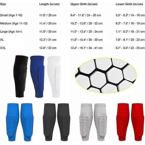 (L, black) Shin Defender KidsShindefender Compression Sleeve with Honeycomb Pads 2