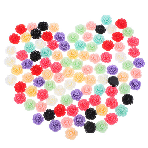 100Pcs Resinrosor Blommor Flatback Diy Cabochons 18 Mm