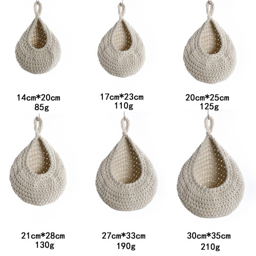 Hand-woven fruit bag dark linen cotton 21x21cm