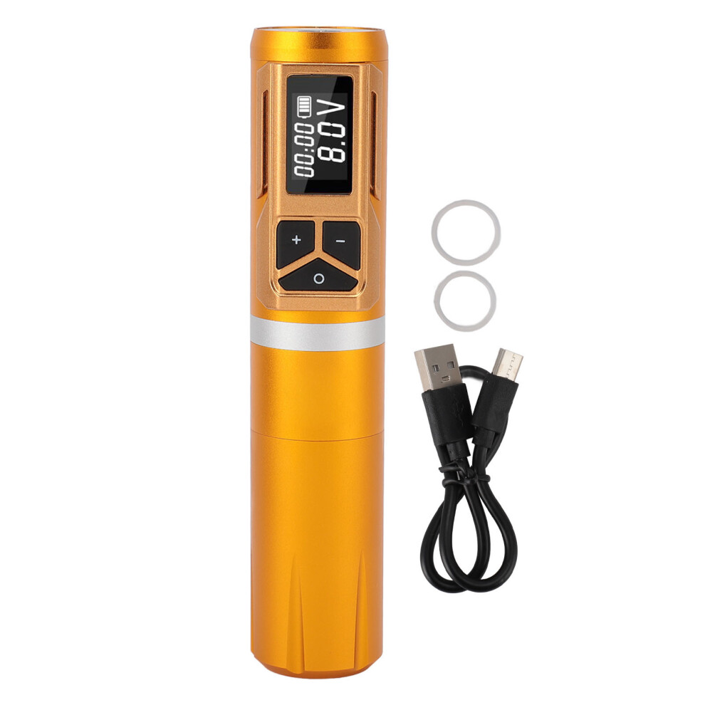 Gold (Gold) Wireless Tattoo Pen 3.5Mm Coreless Motor Rechargeable Lcd Rotary