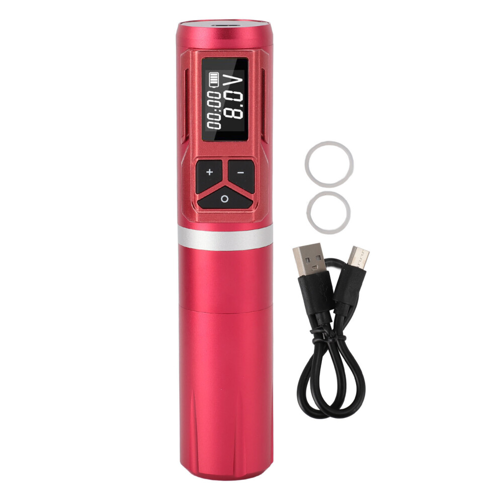 Red (Red) Wireless Tattoo Pen 3.5Mm Coreless Motor Rechargeable Lcd Rotary