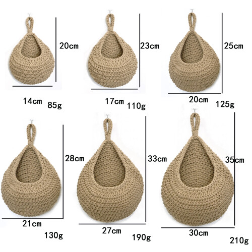 Hand-woven fruit bag dark linen cotton 21x21cm 2