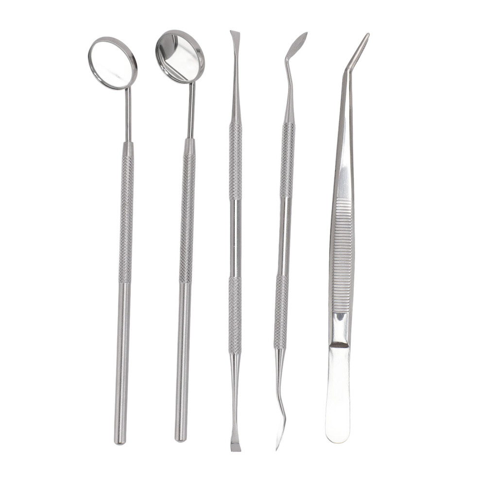 5pcs Stainless Steel Tartar Scraper with 2 Mirrors 2 Scalers 1 Tweezer