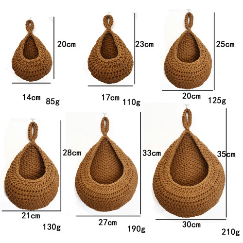 Hand-woven fruit bag dark linen cotton 21x21cm 1
