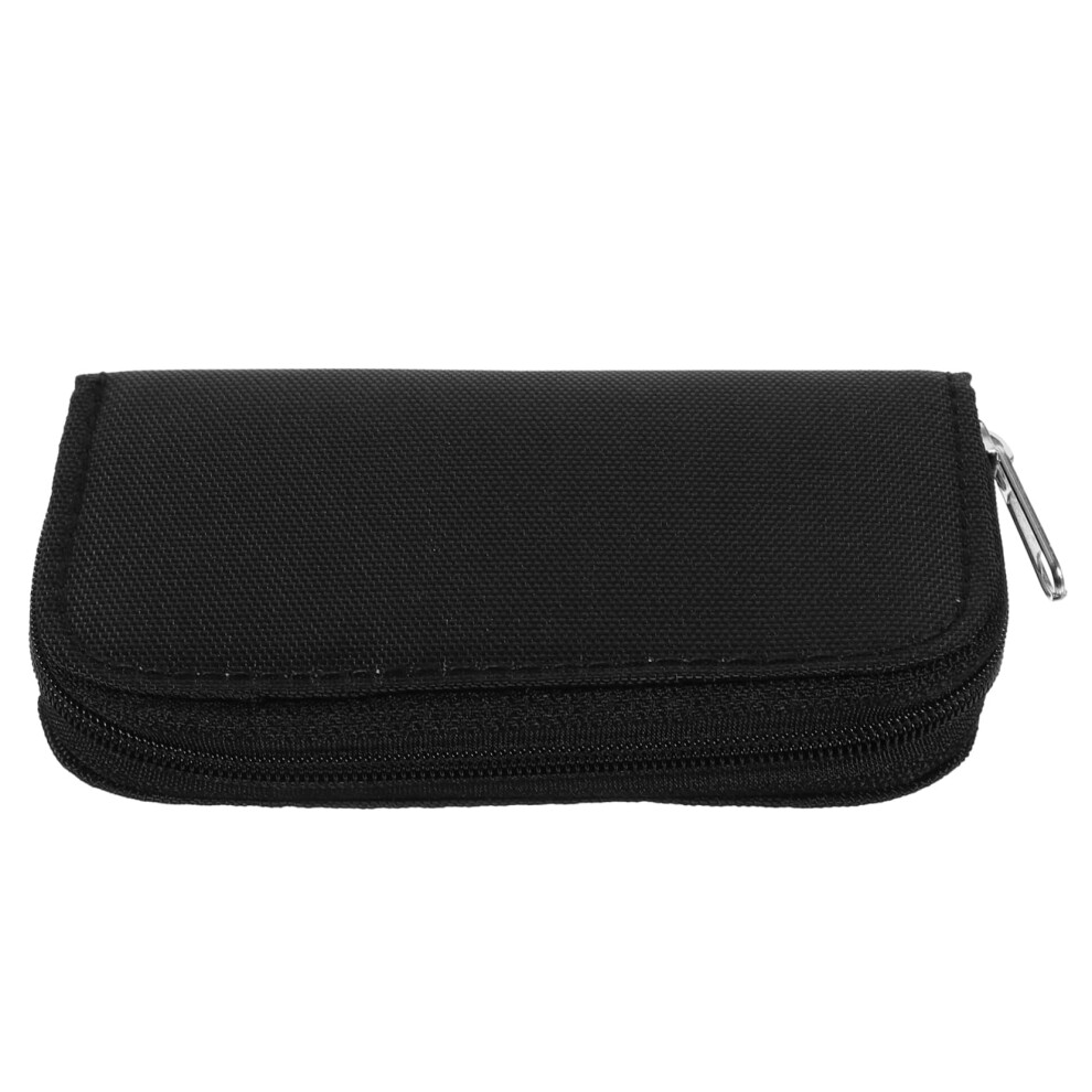 Memory Card Organizer Zipper Closure Case With Slots 11.00 X 6.80 X 2.20 Cm Durable Lightweight Black 9105992820061