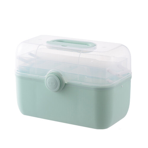 Large Plastic Multi-Layer Medicine Storage Box, Green, Household Organizer 1
