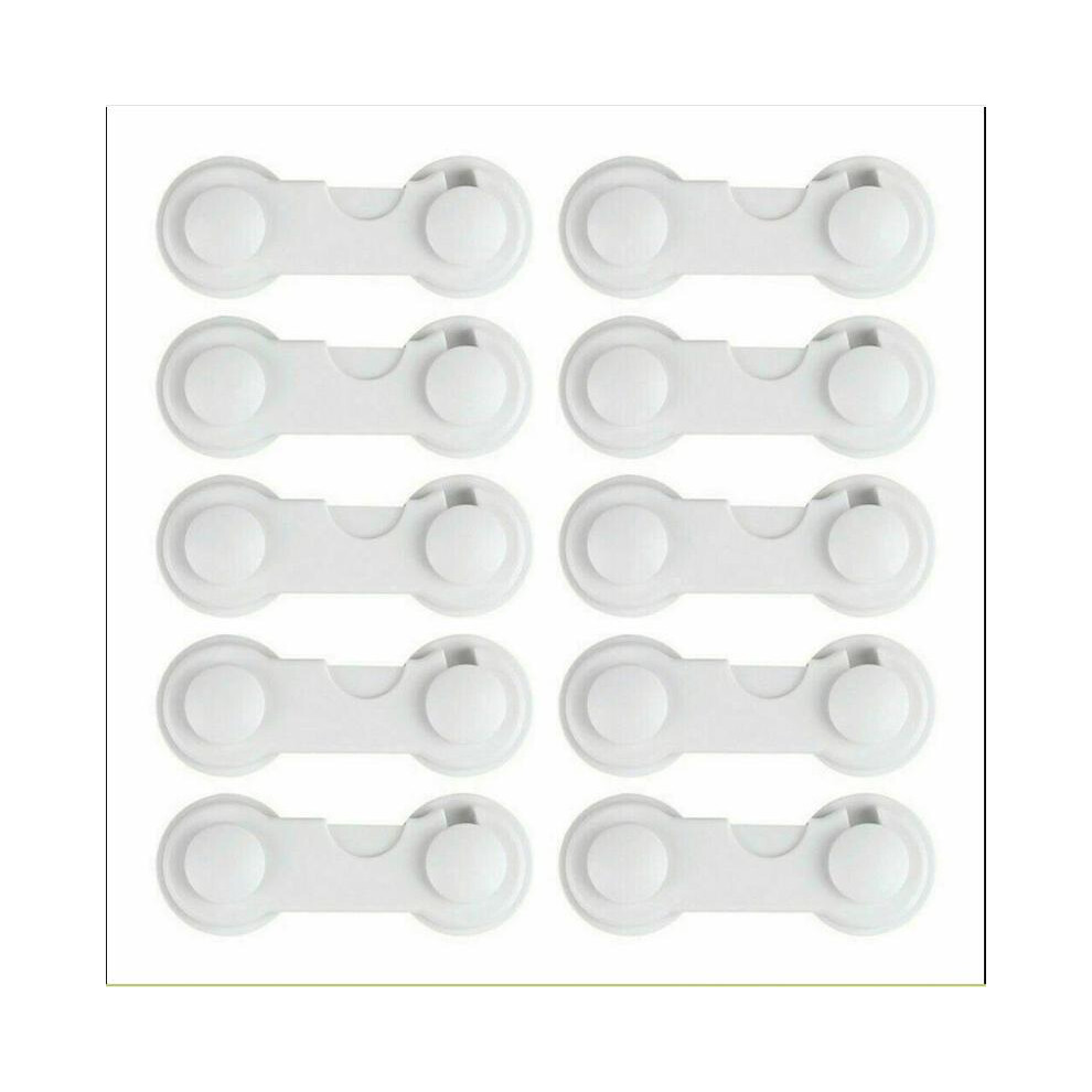 (White) 10Pcs Child Baby Toddler Safety Cupboard Locks Cabinet Door Drawer Fridge Pet Safe For Cabinet Doors, Pantry, Closet, Wardrobe, Cupboard, 5071832453987