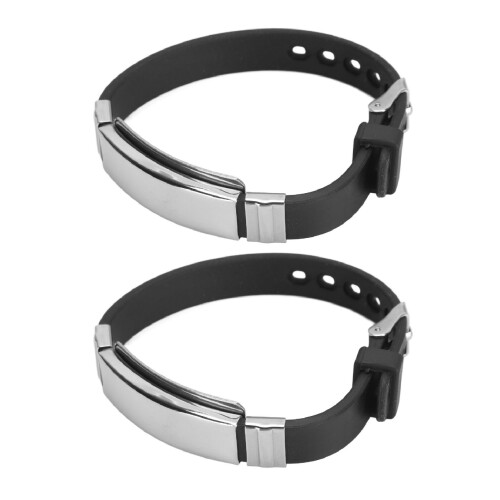 2x Ionen-Armband Stahl Silikon Stressabbau 1