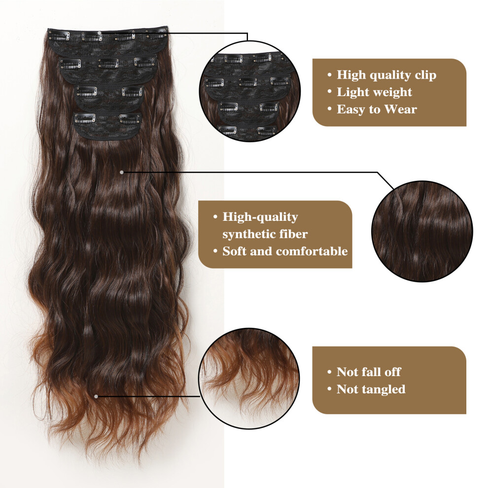4PCS Curly Hair Extension Clips 22in 190g Natural Look Layered Daily