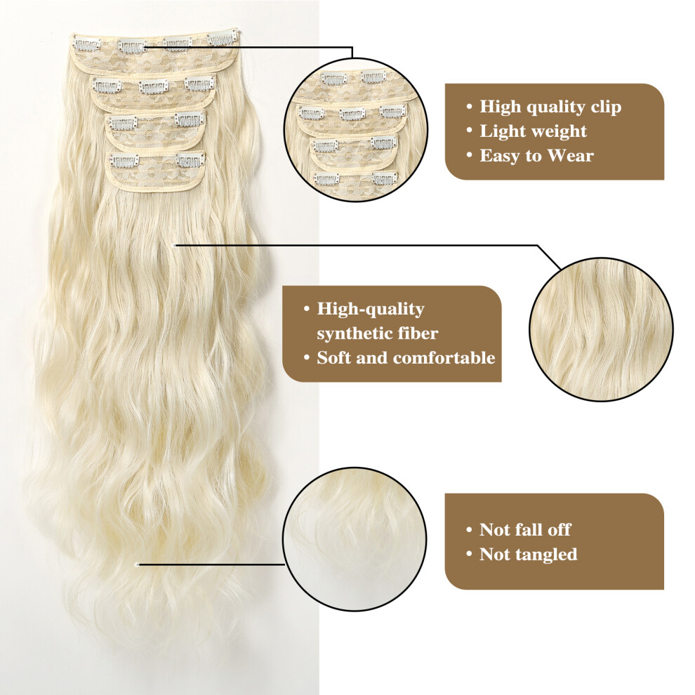 4PCS Curly Hair Extension Clips 22in 190g Natural Look Layered