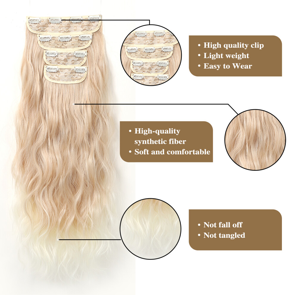 4PCS Clip In Hair Extensions 22in Curly Natural Look 190g Layered