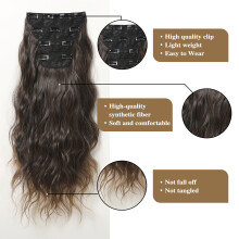 4PCS Curly Hair Extension Clips 22in 190g Natural Look Layered Daily