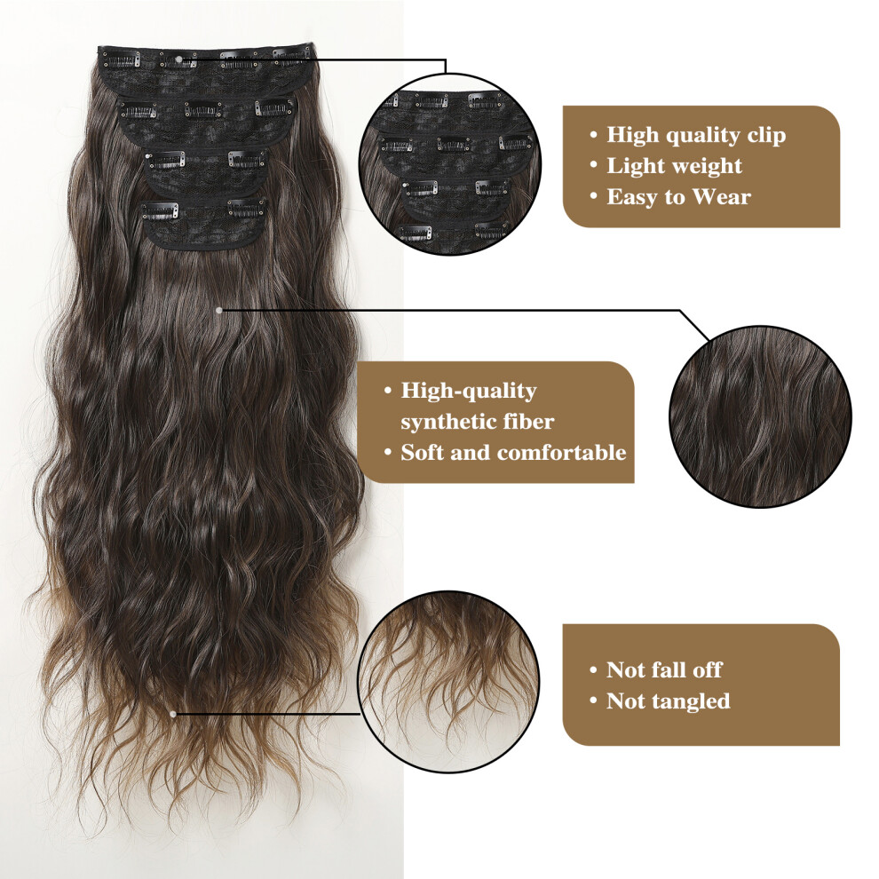 4PCS Curly Hair Extension Clips 22in 190g Natural Look Layered Daily