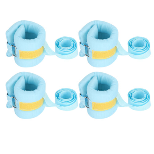 (Blue) 4x Bed restraints, soft adjustable wrist/ankle