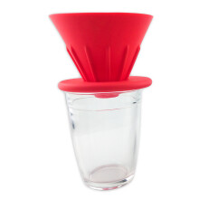 Food Grade Silicone Conical Coffee Dripper with Isolation Ring - Red