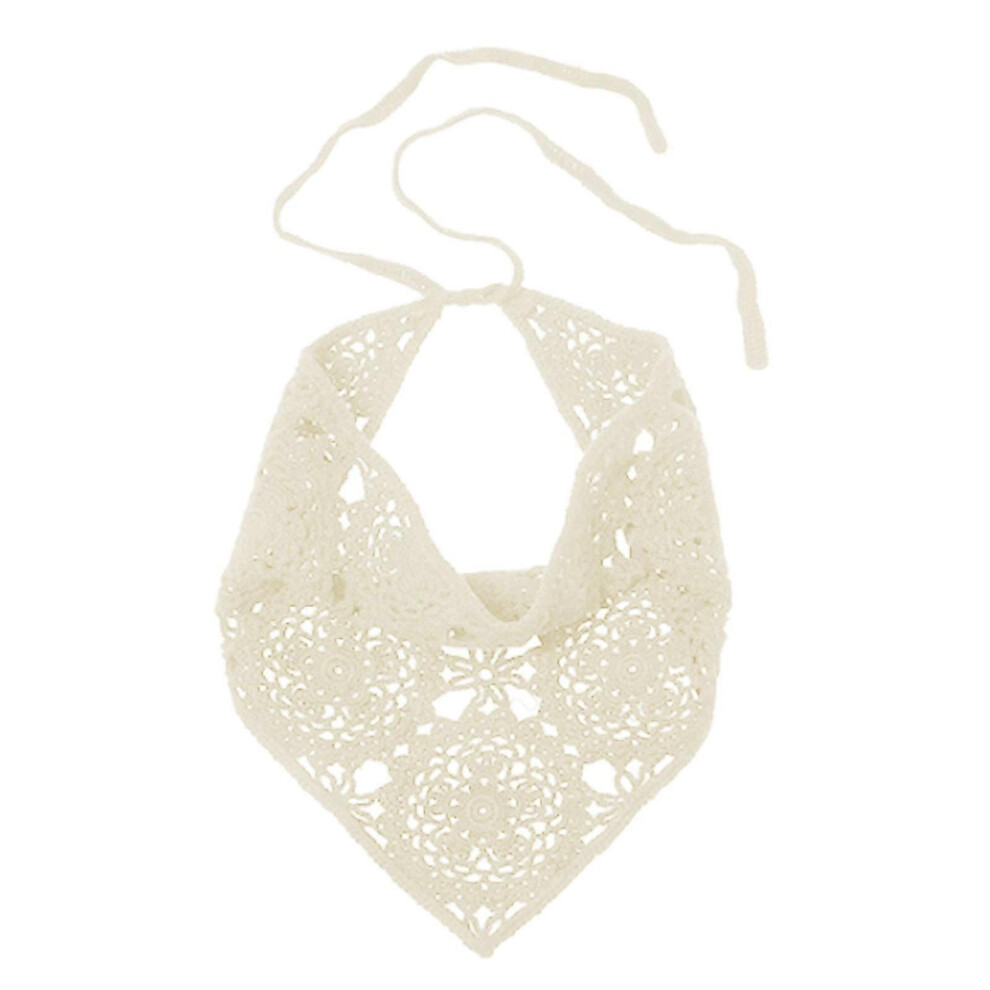 Kikidex (As Show, One Size) Floral Crochet Hair Bandana Headscarf Women Hair Scarf Daisy Pattern Headband Vintage Head Kerchief For Girls Camel