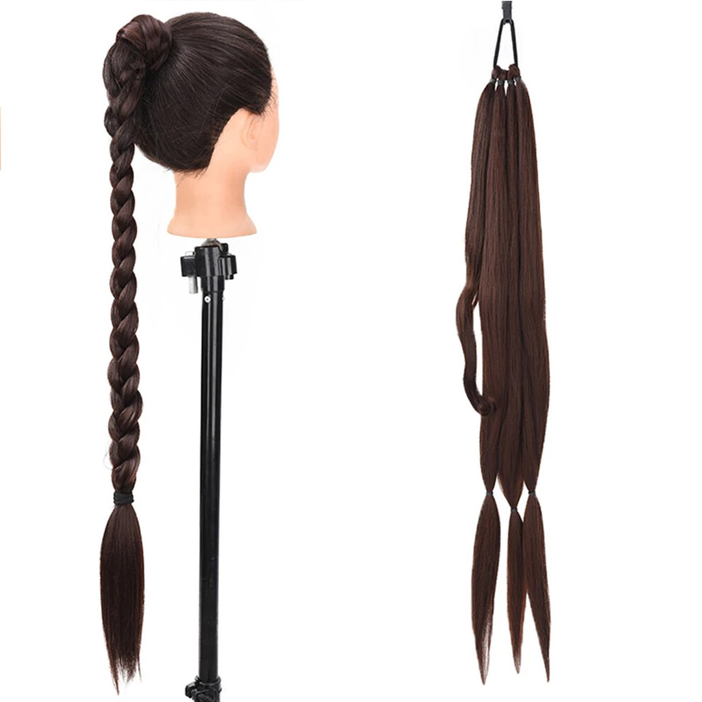 Unisex 31 Inch Synthetic Ponytail Wig 150G Natural Look Braided With Headband
