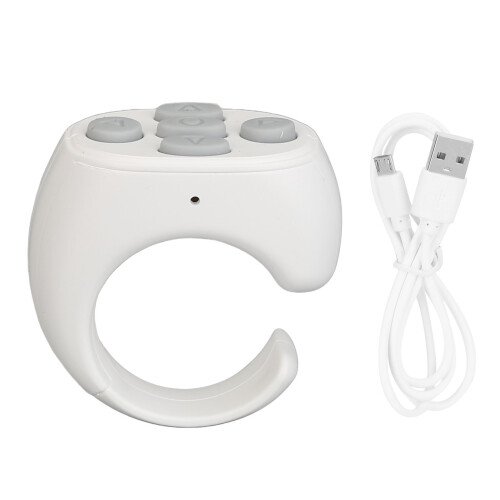 (White) Bluetooth Phone Remote Ring Shutter Clicker for Android White
