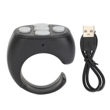 (Black) Bluetooth Phone Remote Ring Shutter Clicker for Android White