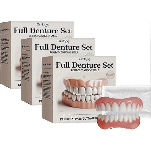(As show, One size) Advanced Customized Full Denture Set, Silicone Reline Denture Set