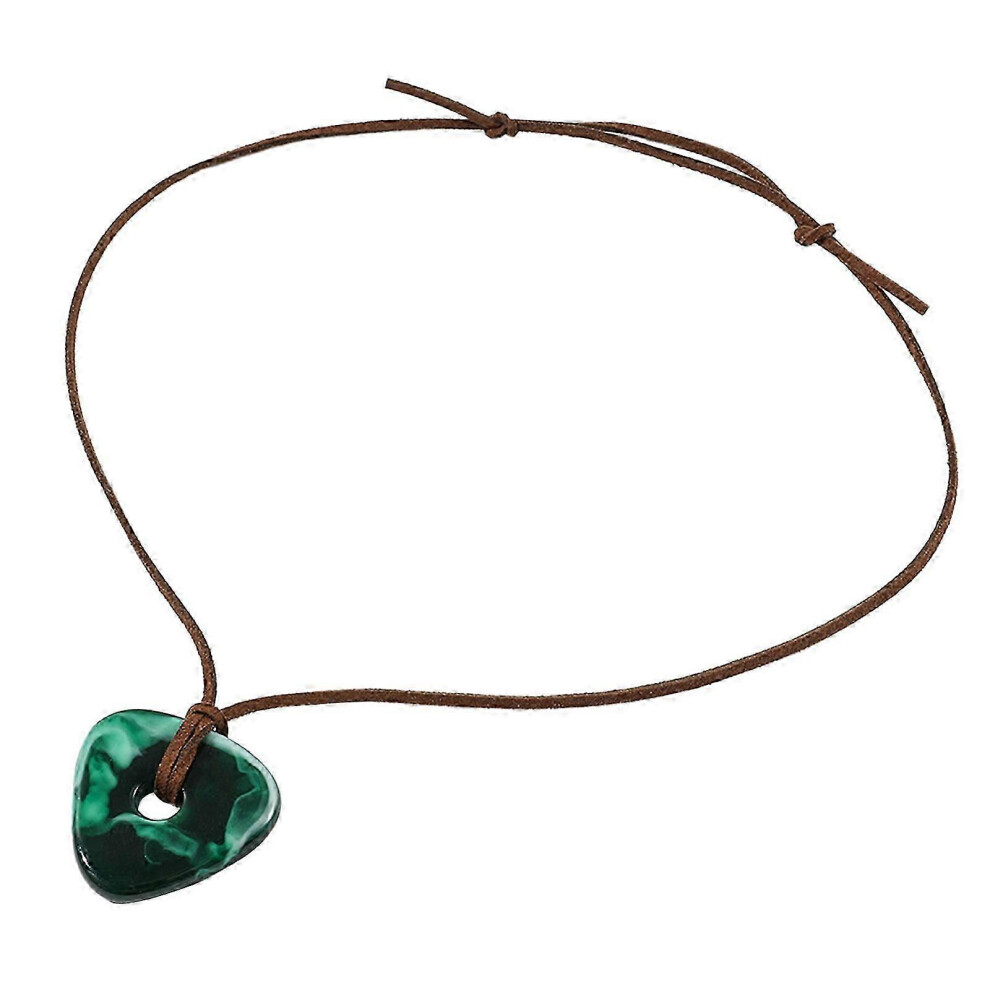 Kikidex (As Show, One Size) Halloween Cosplay Coraline Triangles Charm Necklace Resin Stone Pendant Clavicle Chain Stretchable Rope Chain Green